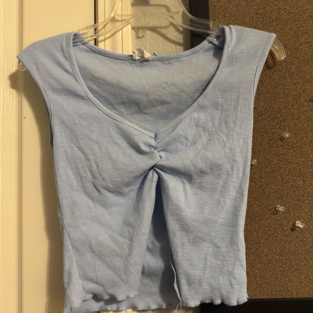 Cotton On Sky Blue Knotted Crop Top